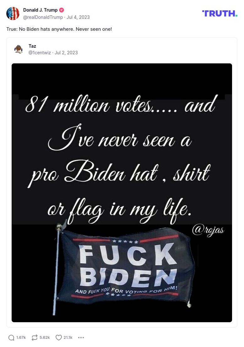 Post image from Donald Trump