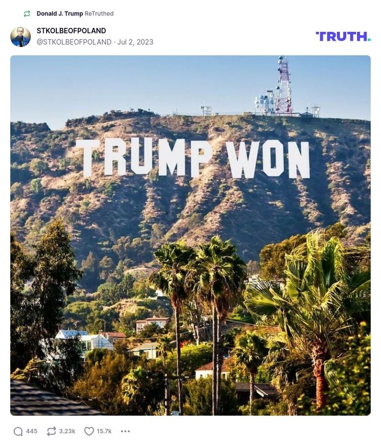 Post image from Donald Trump