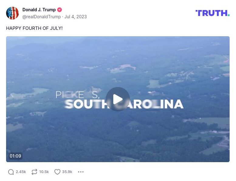 Post image from Donald Trump