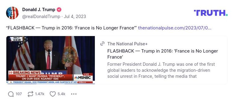 Post image from Donald Trump