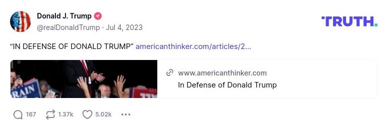 Post image from Donald Trump