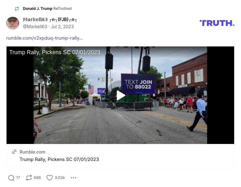 Post image from Donald Trump