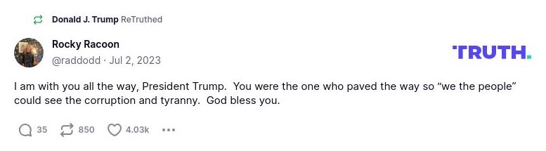 Post image from Donald Trump