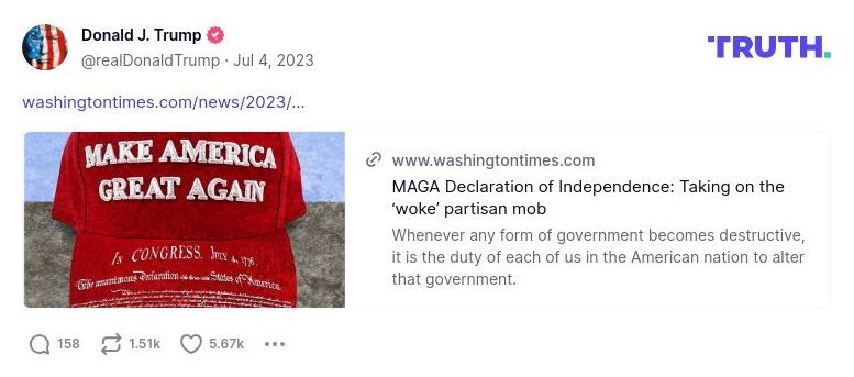 Post image from Donald Trump