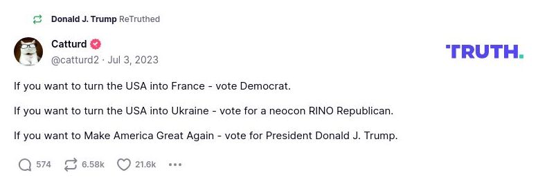 Post preview from Donald Trump