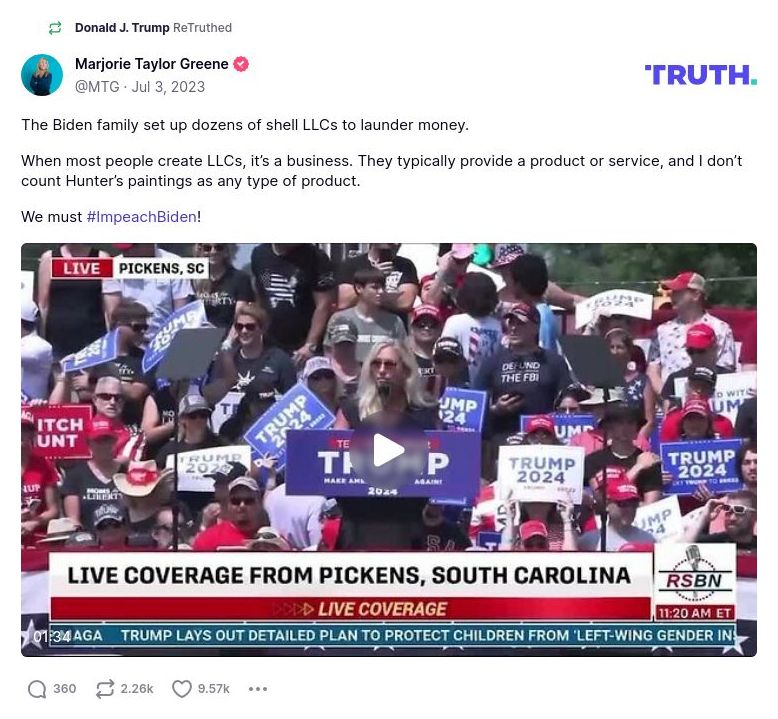 Post image from Donald Trump