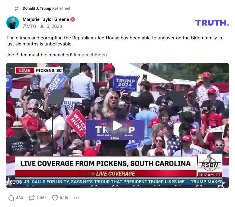 Post image from Donald Trump