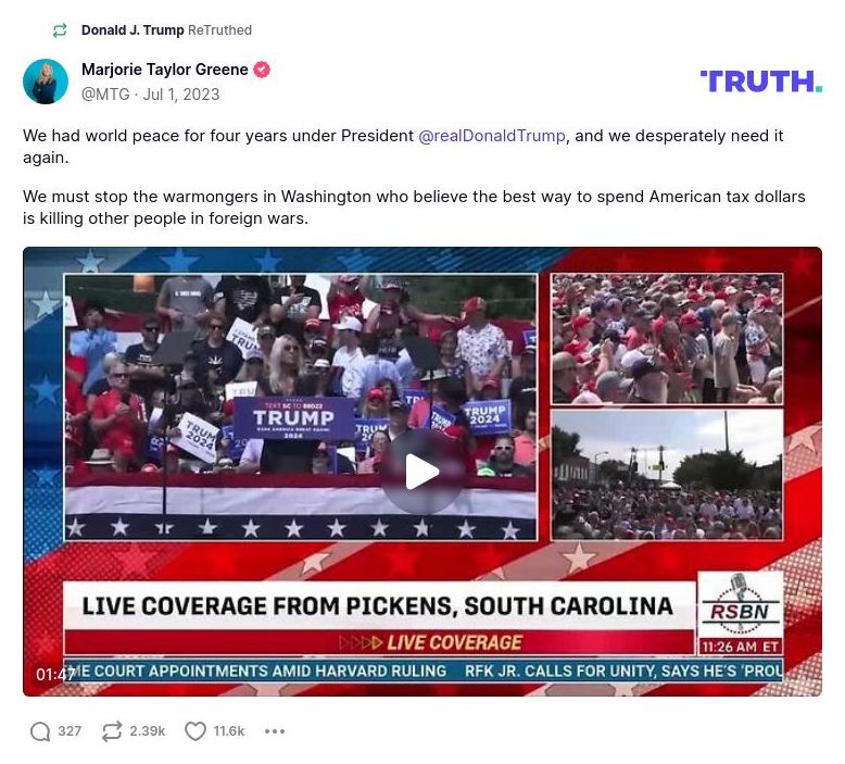 Post image from Donald Trump