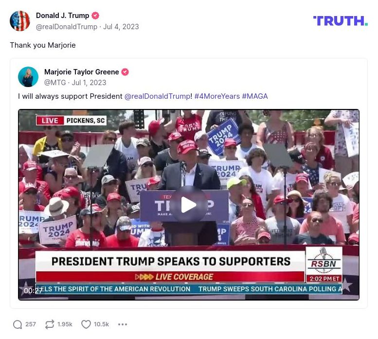 Post image from Donald Trump