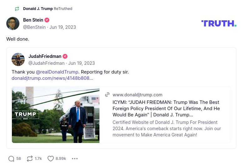 Post image from Donald Trump