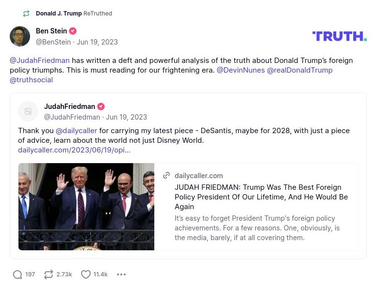 Post image from Donald Trump