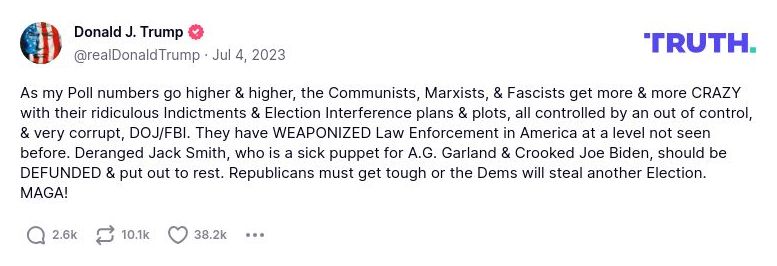 Post image from Donald Trump