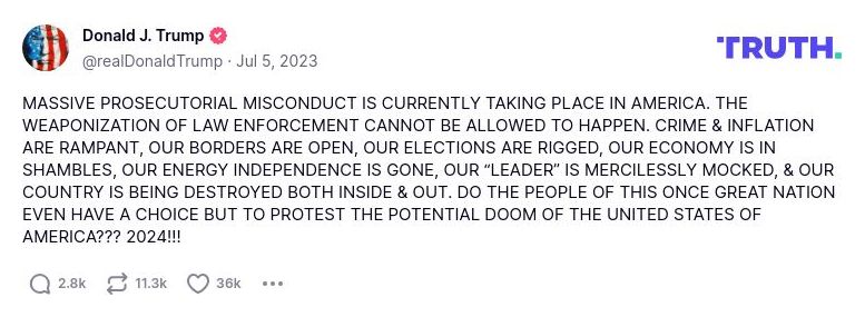 Post preview from Donald Trump