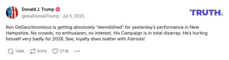 Post image from Donald Trump