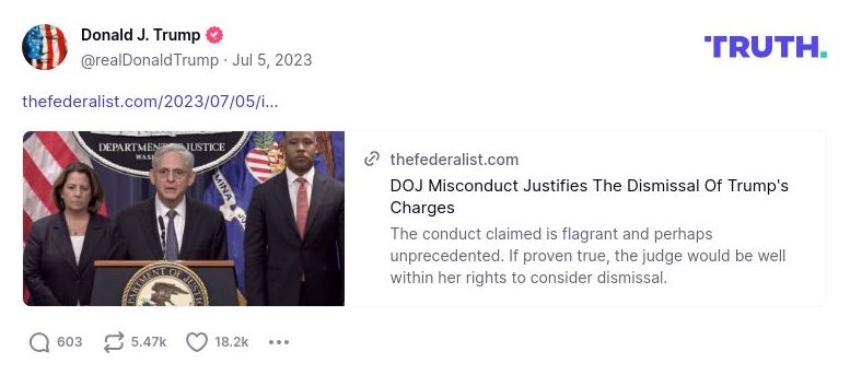 Post image from Donald Trump