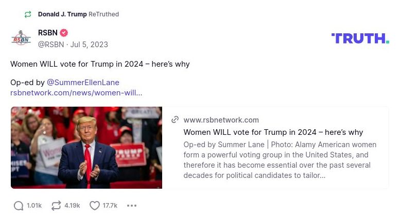 Post image from Donald Trump