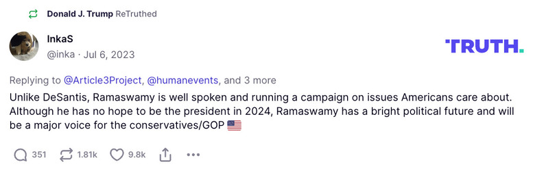 Post image from Donald Trump