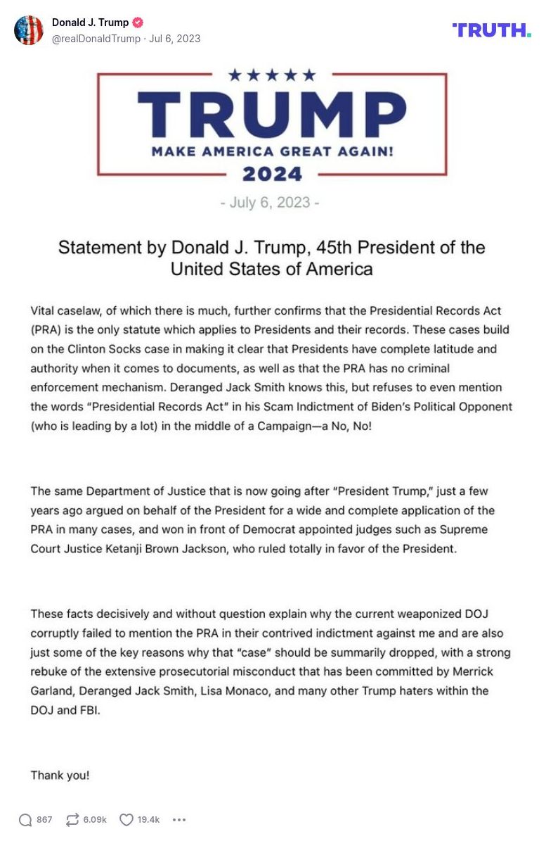 Post image from Donald Trump