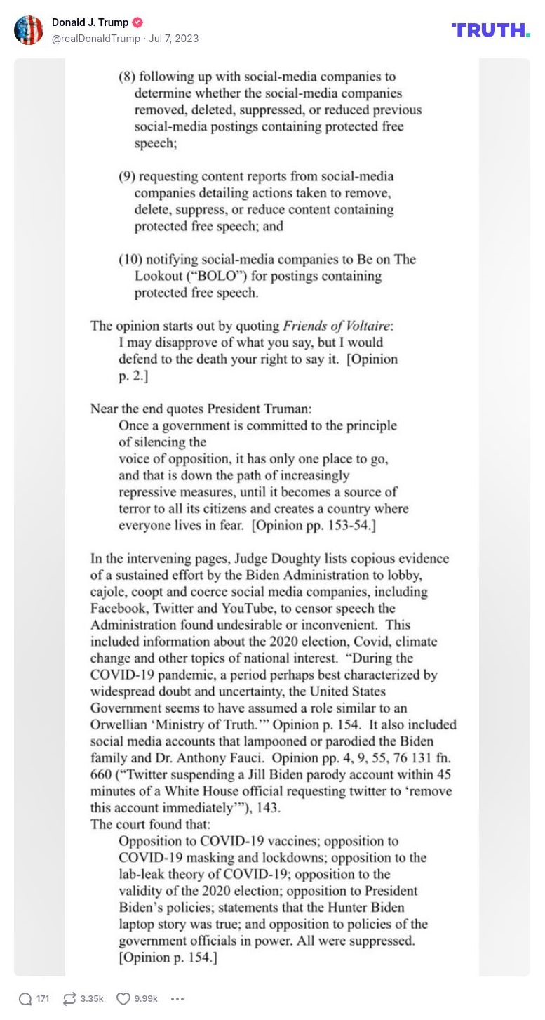 Post image from Donald Trump