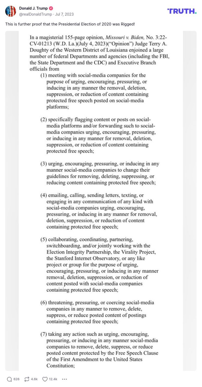 Post image from Donald Trump