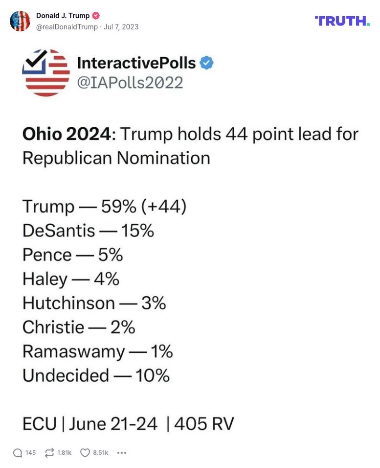 Post image from Donald Trump