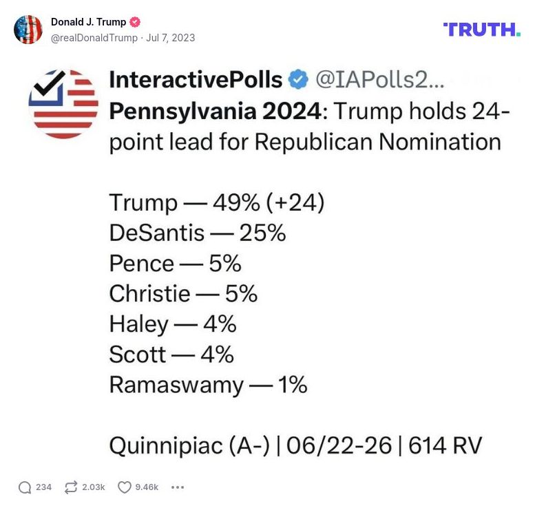 Post image from Donald Trump