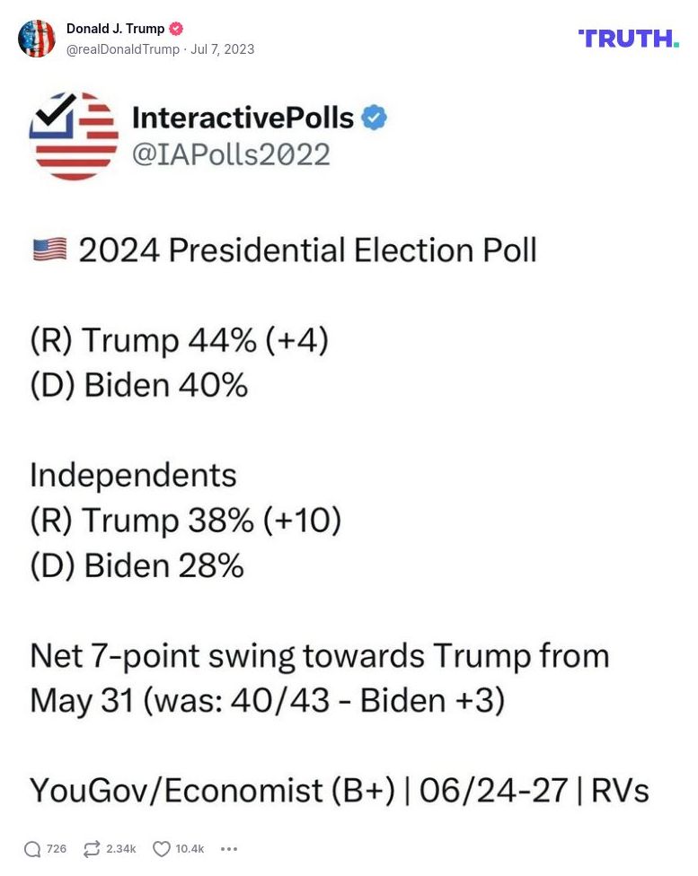 Post image from Donald Trump