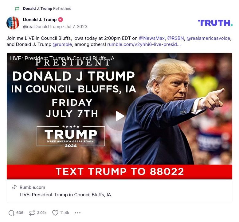 Post image from Donald Trump