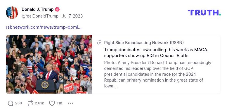 Post image from Donald Trump