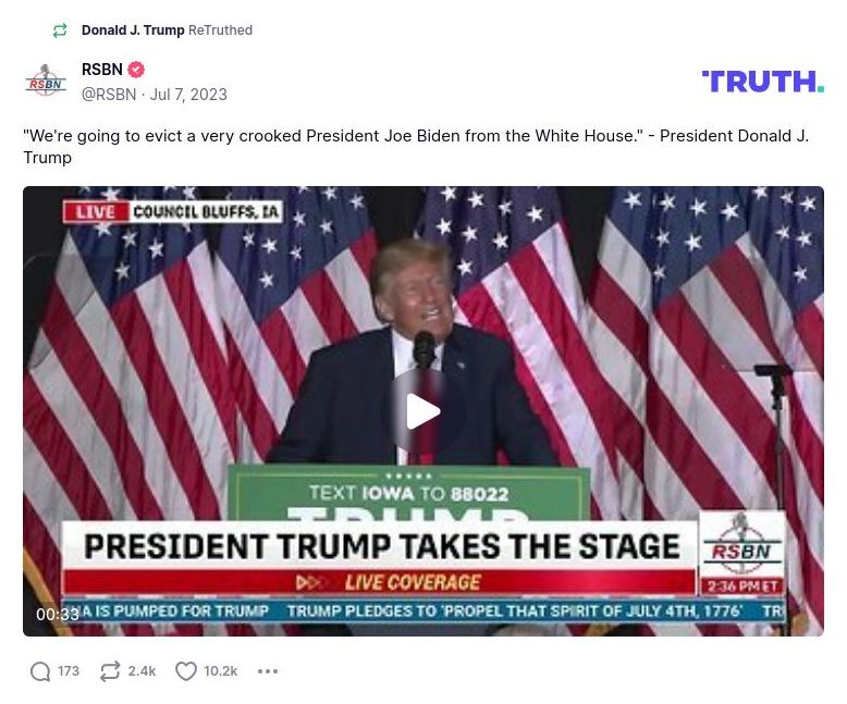 Post image from Donald Trump