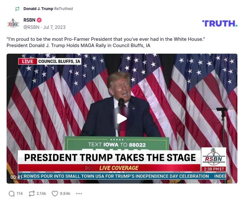 Post image from Donald Trump