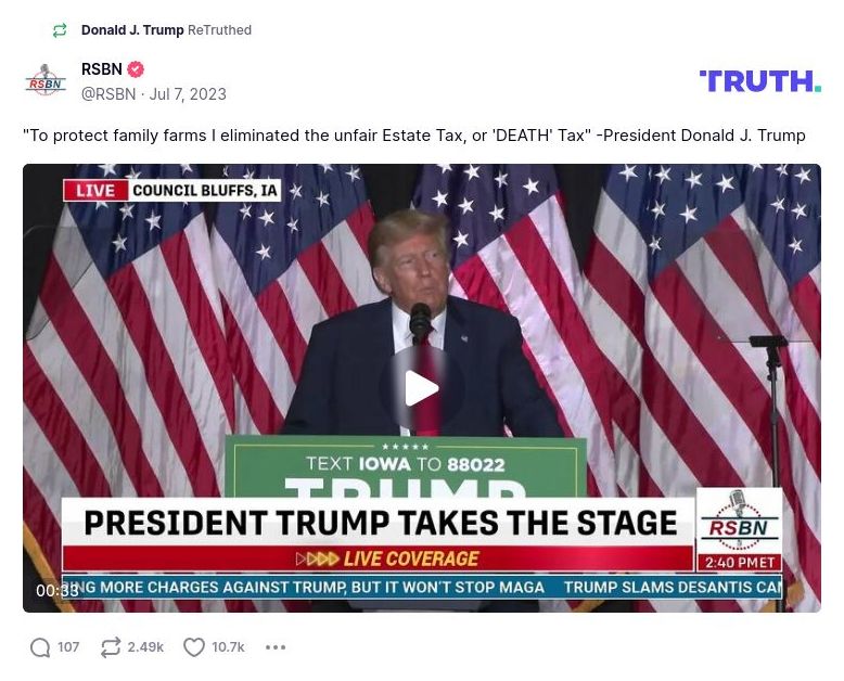 Post image from Donald Trump