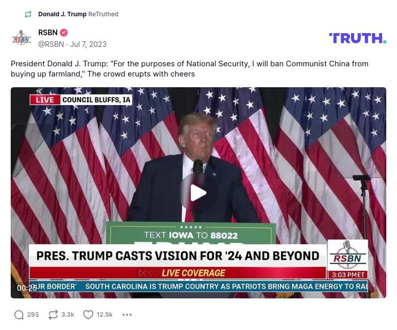Post preview from Donald Trump