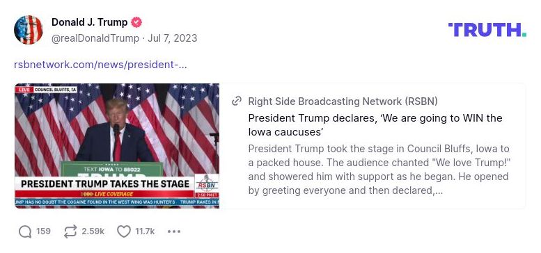 Post image from Donald Trump