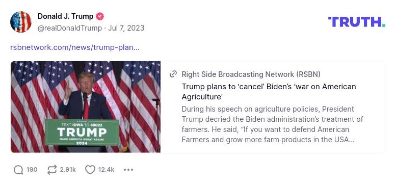 Post image from Donald Trump