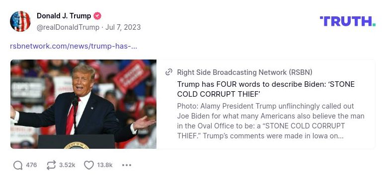 Post image from Donald Trump