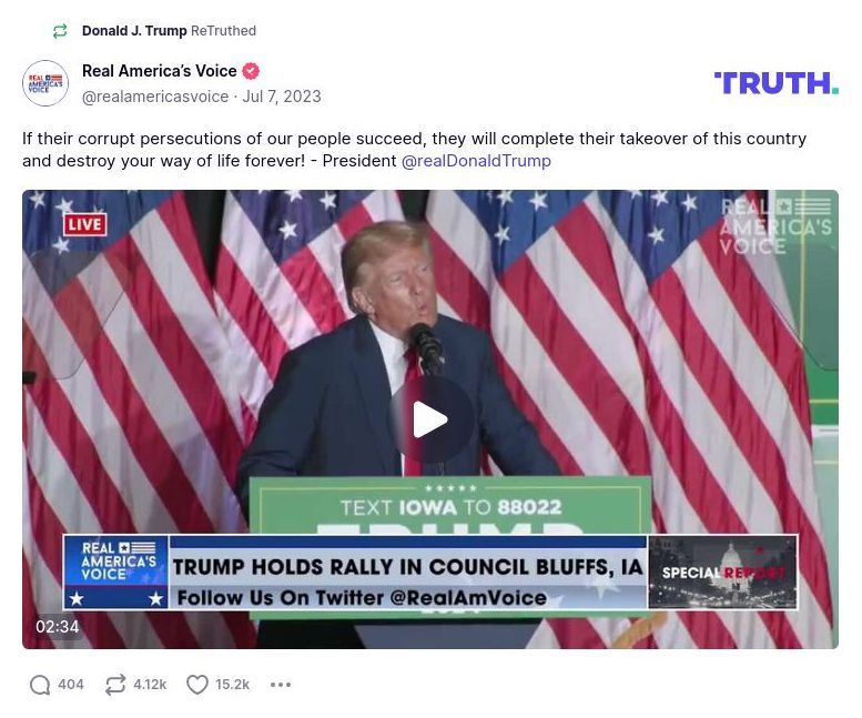 Post image from Donald Trump