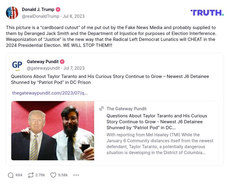 Post image from Donald Trump