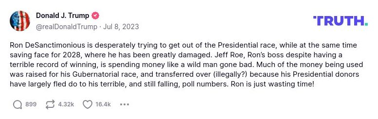 Post image from Donald Trump