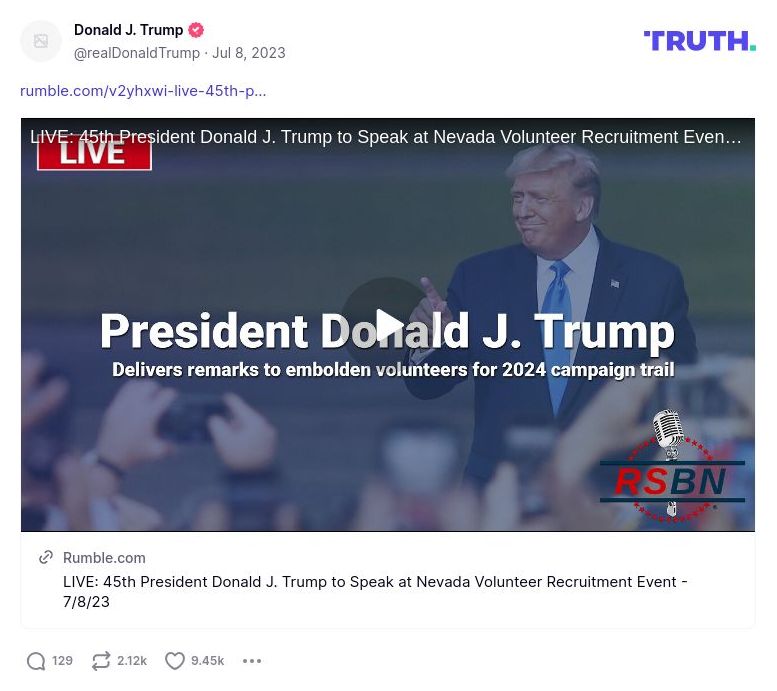 Post image from Donald Trump