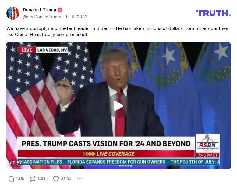 Post preview from Donald Trump