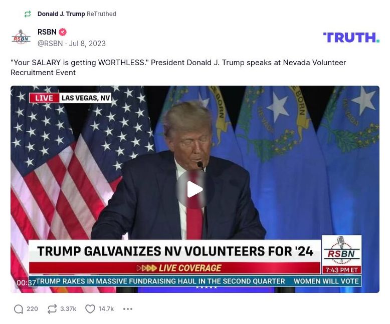 Post image from Donald Trump