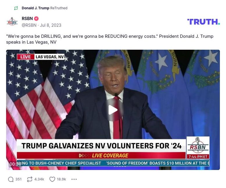 Post image from Donald Trump