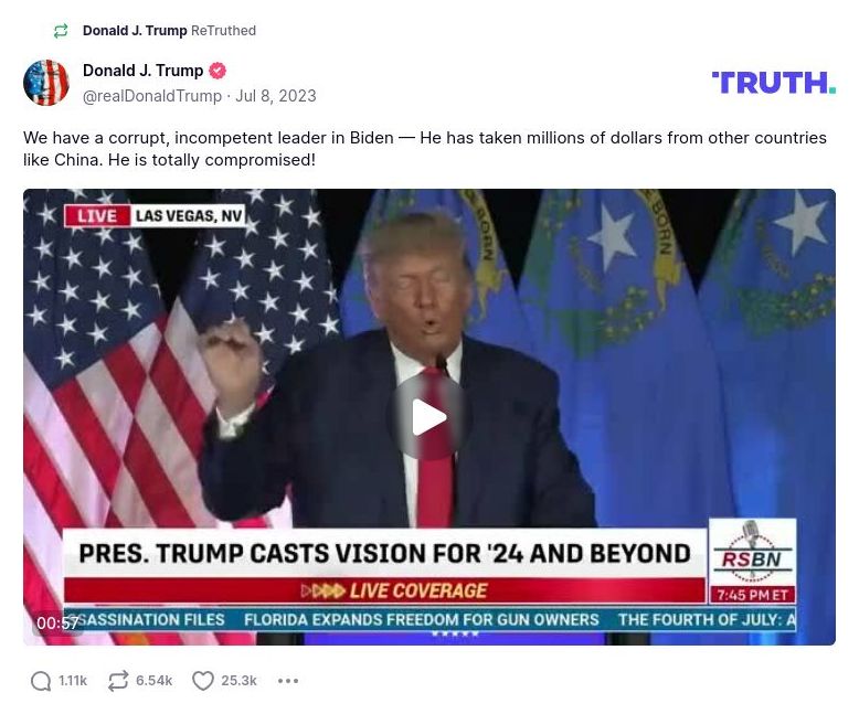 Post preview from Donald Trump