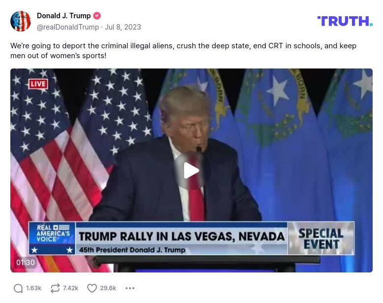 Post image from Donald Trump