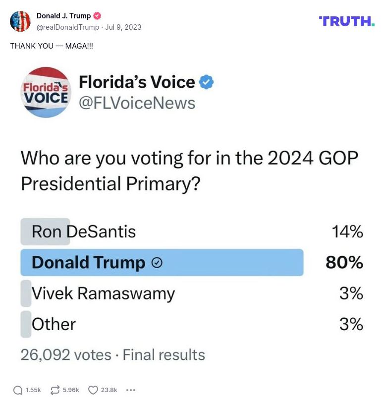 Post image from Donald Trump