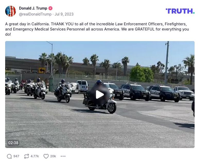 Post image from Donald Trump