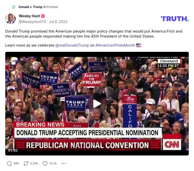 Post image from Donald Trump