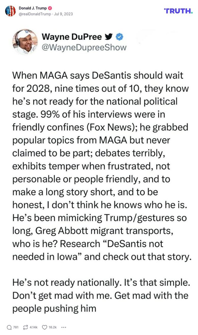 Post image from Donald Trump