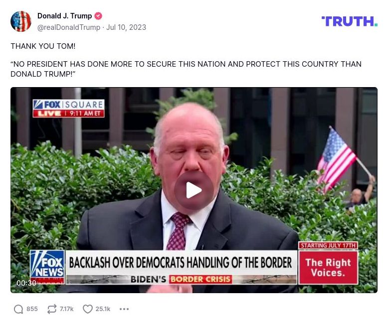 Post image from Donald Trump